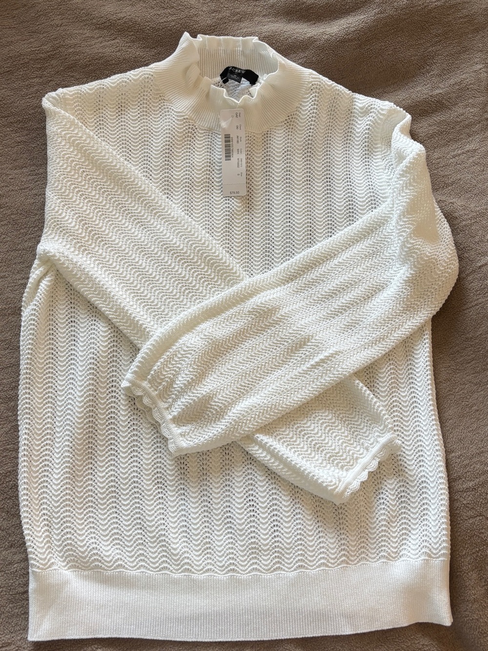 J. Crew Cream Textured Mock Neck Sweater